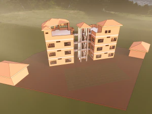 Departemen tiga piso dengan azotea Model 3D