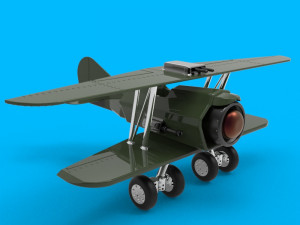 Jet Biplane 3D print model 3Dプリントモデル