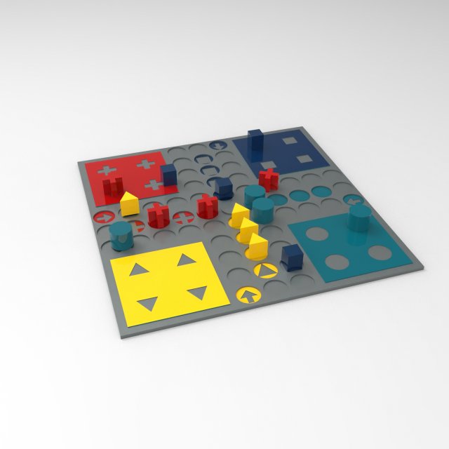 Ludo game board 3D Print Model .c4d .max .obj .3ds .fbx .stl .blend 
