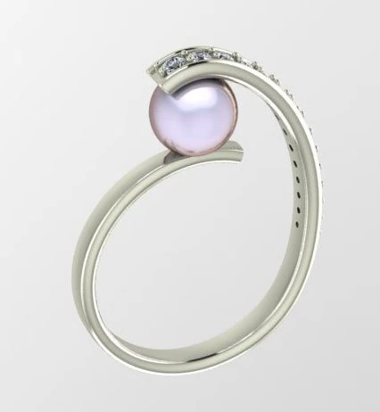 Ring with pearl 3D Print Model .c4d .max .obj .3ds .fbx .stl .blend 