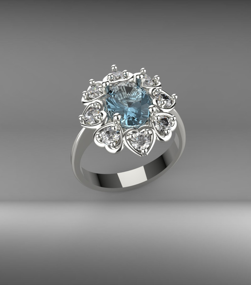 Acquamarine ring Modelo de Impressão 3D .c4d .max .obj .3ds .fbx .stl .blend 