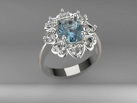 아쿠아마린 링 3D 프린트 모델