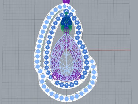 Central fum quartz pendant and Citrino quartz 3Dプリントモデル