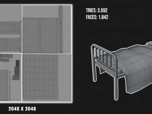 Old bed hospital 3D Модель