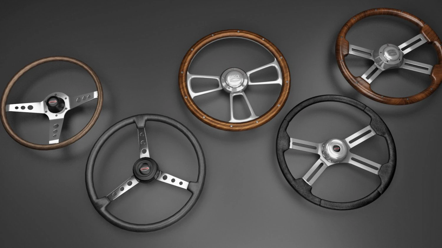 Vintage Steering Wheels 3D Model .c4d .max .obj .3ds .fbx .stl .blend 