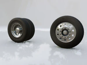 Heavy Duty Truck Wheels and Tires 3D Model