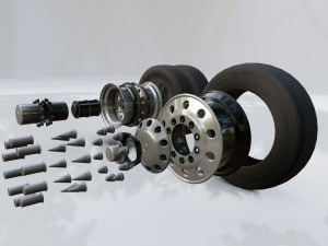 Heavy Duty Truck Wheels and Tires 3D 模型