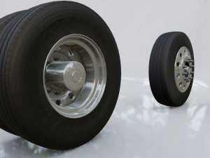 Heavy Duty Truck Wheels and Tires 3D Model