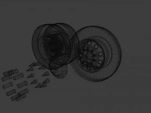 Heavy Duty Truck Wheels and Tires 3D Model