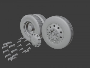 Heavy Duty Truck Wheels and Tires 3D 模型