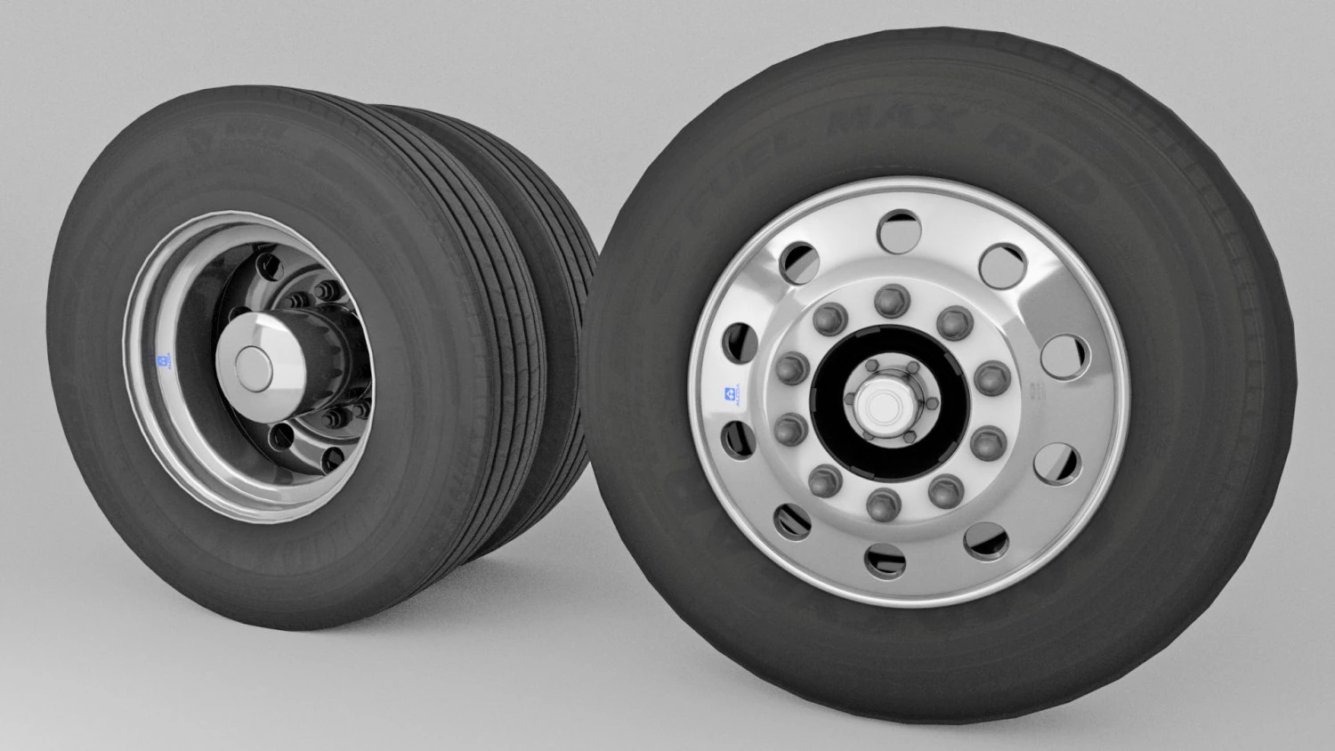 Heavy Duty Truck Wheels and Tires 3D Model .c4d .max .obj .3ds .fbx .stl .blend 
