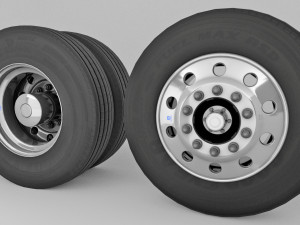 Heavy Duty Truck Wheels and Tires 3D Model