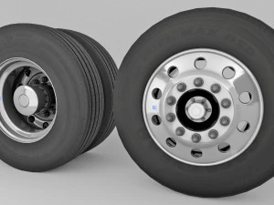 Roda dan Ban Truk Tugas Berat Model 3D