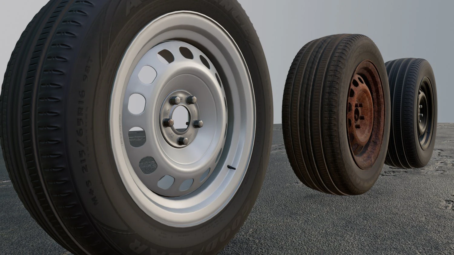 Steel Wheels 3D Model .c4d .max .obj .3ds .fbx .stl .blend