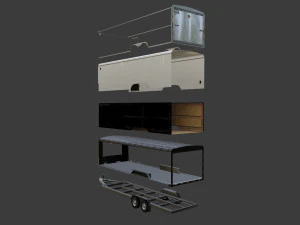 Car and Multi Purpose Enclosed Trailer 3D Model