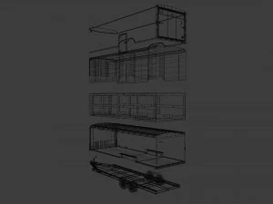 Car and Multi Purpose Enclosed Trailer 3D Model