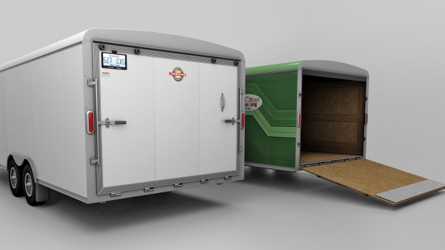 Car and Multi Purpose Enclosed Trailer Model 3D .c4d .max .obj .3ds .fbx .stl .blend 