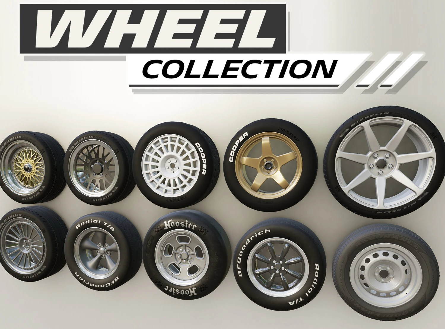 Collection of Wheels and Tires 3D Model .c4d .max .obj .3ds .fbx .stl .blend 
