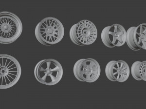 Collection of Wheels and Tires 3D Модель