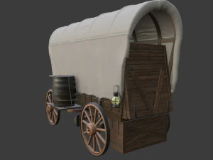 Antique Wood Wagons 3D Model