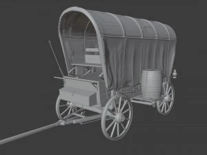 Antique Wood Wagons 3D Model