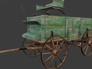 Antique Wood Wagons 3D Model