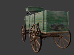 Antique Wood Wagons 3D Model