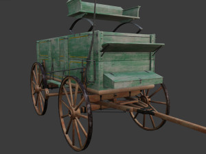 Wagons en bois anciens Modèle 3D