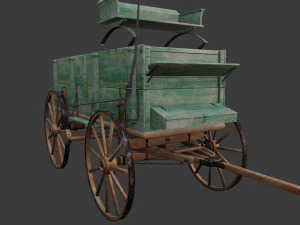 Antique Wood Wagons 3D Model