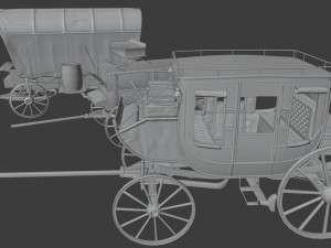 Wagons en bois anciens Modèle 3D