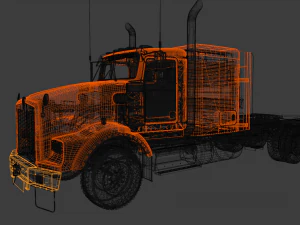 Kenworth T800 Semi Truck Heavy Haul 3D Model