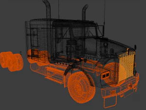 Kenworth T800 Semi Truck Heavy Haul 3D Model