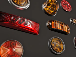 Coleta de luzes de emerg&ecirc;ncia e marcadores Modelo 3D