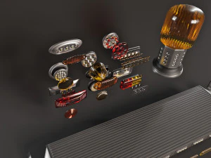 Coleta de luzes de emerg&ecirc;ncia e marcadores Modelo 3D