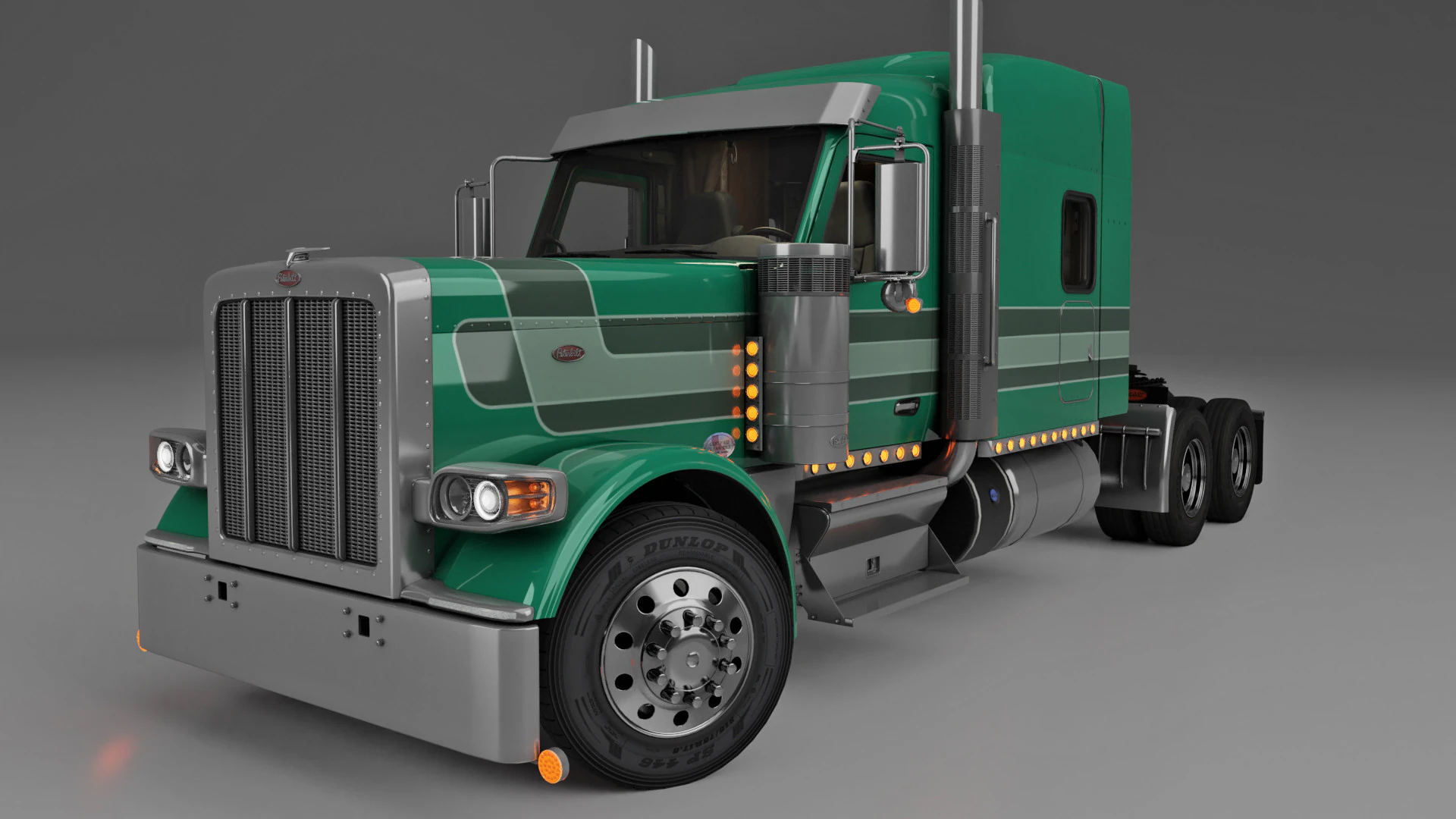 Peterbilt 589 Semi Truck 3D Model .c4d .max .obj .3ds .fbx .stl .blend