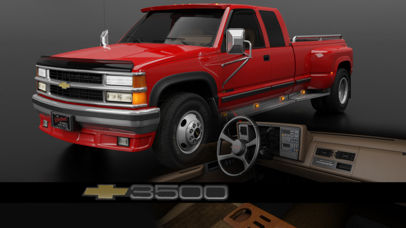 Chevy 3500 Dually Pickup Truck - Complete Model Modello 3D .c4d .max .obj .3ds .fbx .stl .blend 