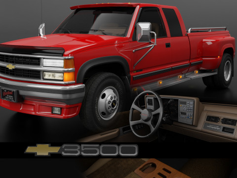 Chevy 3500 Dually Pickup Truck - Complete Model 3Dモデル