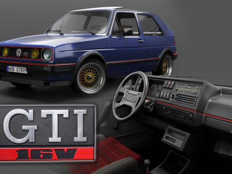 VW Golf GTI 16V MK2 &mdash; полная модель 3D Модель
