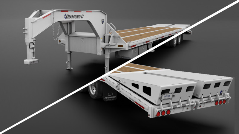 Gooseneck Flatbed Ramp Trailer - Diamond C 3D मॉडल .c4d .max .obj .3ds .fbx .stl .blend