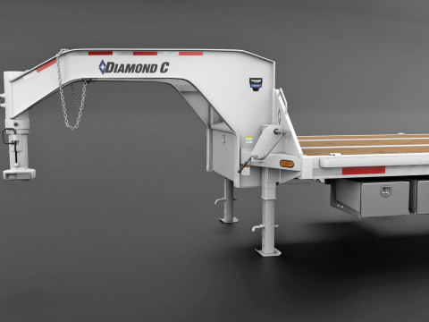 Gooseneck Flatbed Ramp Trailer - Diamond C 3D मॉडल