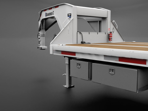 Gooseneck Flatbed Ramp Trailer - Diamond C 3D मॉडल