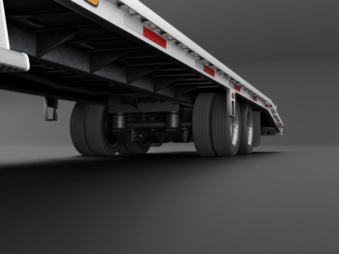 Gooseneck Flatbed Ramp Trailer - Diamond C 3D मॉडल