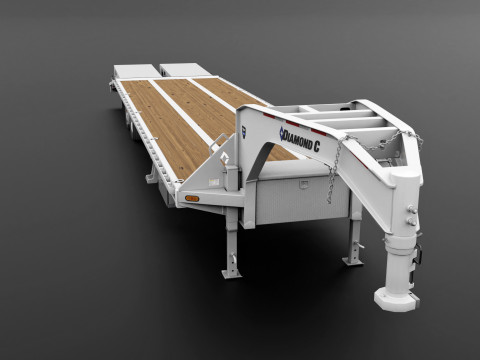 Gooseneck Flatbed Ramp Trailer - Diamond C 3D मॉडल