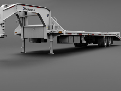 Gooseneck Flatbed Ramp Trailer - Diamond C 3D मॉडल