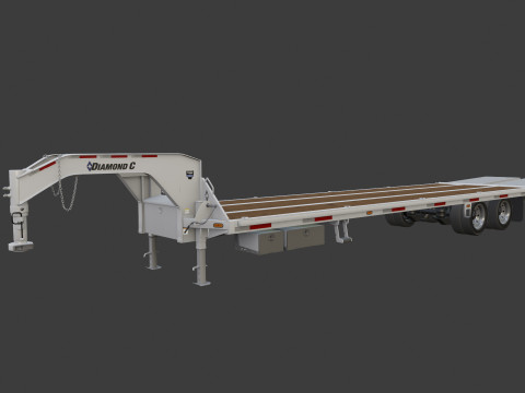 Gooseneck Flatbed Ramp Trailer - Diamond C 3D मॉडल