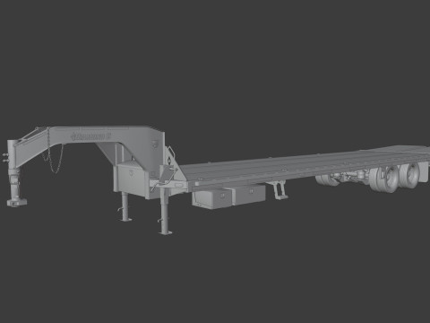 Gooseneck Flatbed Ramp Trailer - Diamond C 3D मॉडल