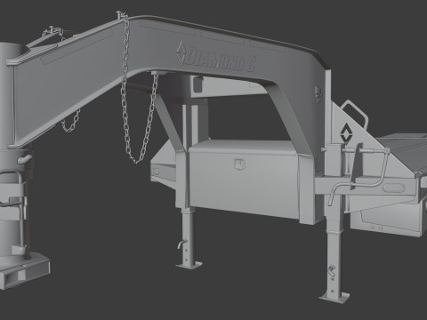Gooseneck Flatbed Ramp Trailer - Diamond C 3D मॉडल