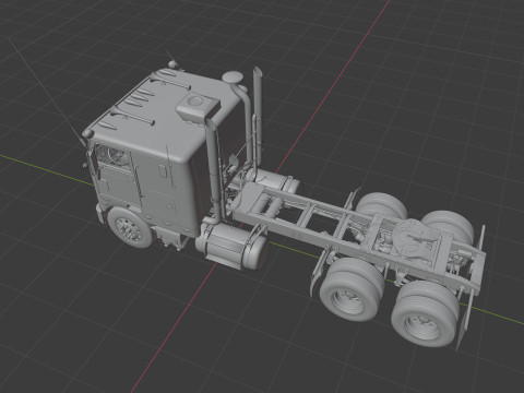 Peterbilt 352 Cabover Semi Truck - Complete Model Modello 3D