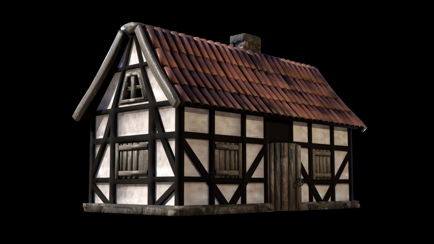 Medieval and Tudor Home 3D Model .c4d .max .obj .3ds .fbx .stl .blend 
