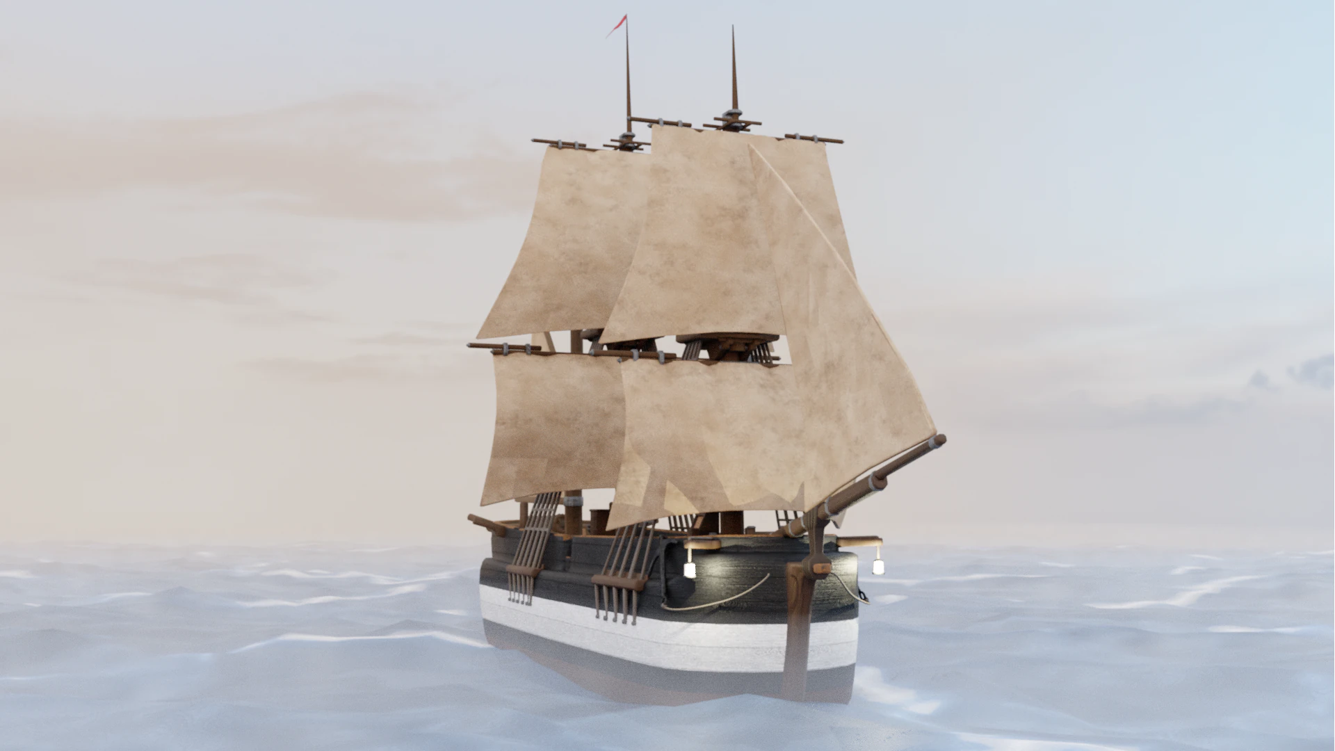 Hecla-Class Bomb Vessel 3D Model .c4d .max .obj .3ds .fbx .stl .blend 